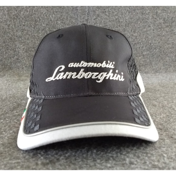Automobili Lamborghini Cap Hat Embroidered Racing Flag Reflective Trim NWOT